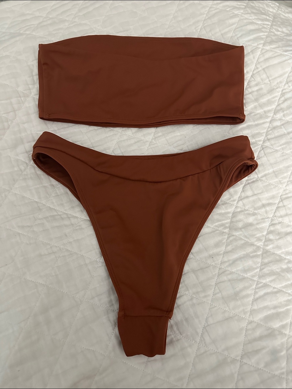 LA Hearts by Pacsun Swim Rust Orange Bandeau High Cut Bikini Size XS - Picture 2 of 5